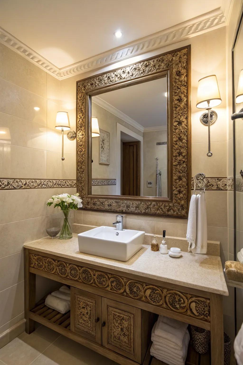 A statement mirror adds both functionality and flair.