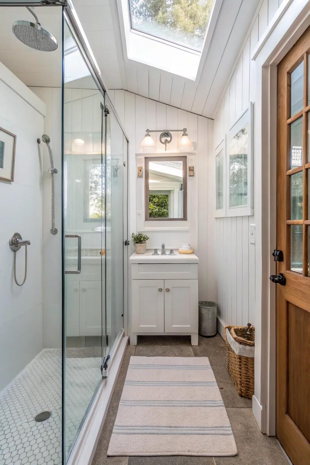 Glass doors maintain an open and airy atmosphere.