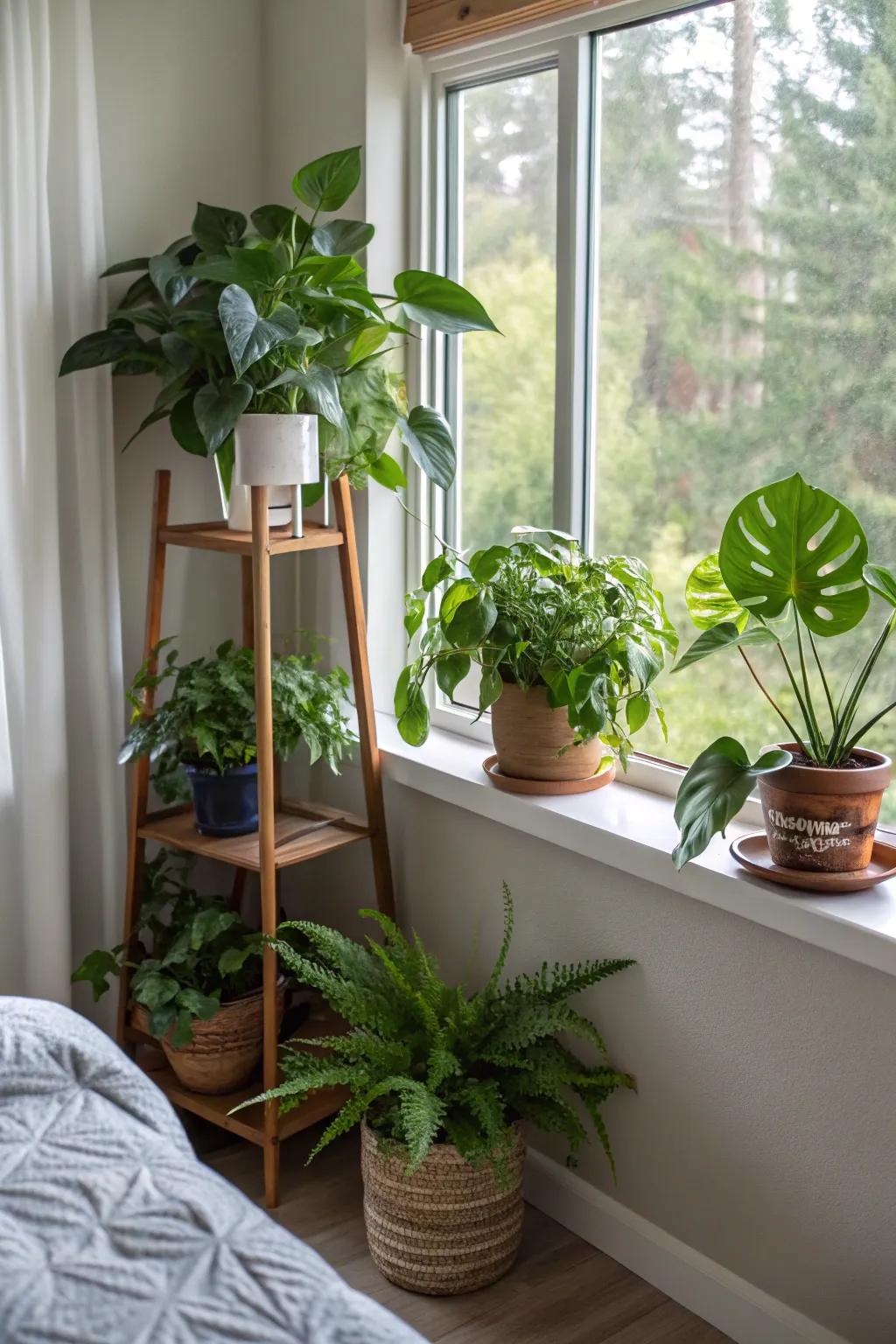 Bring nature indoors with a lush display of plants.