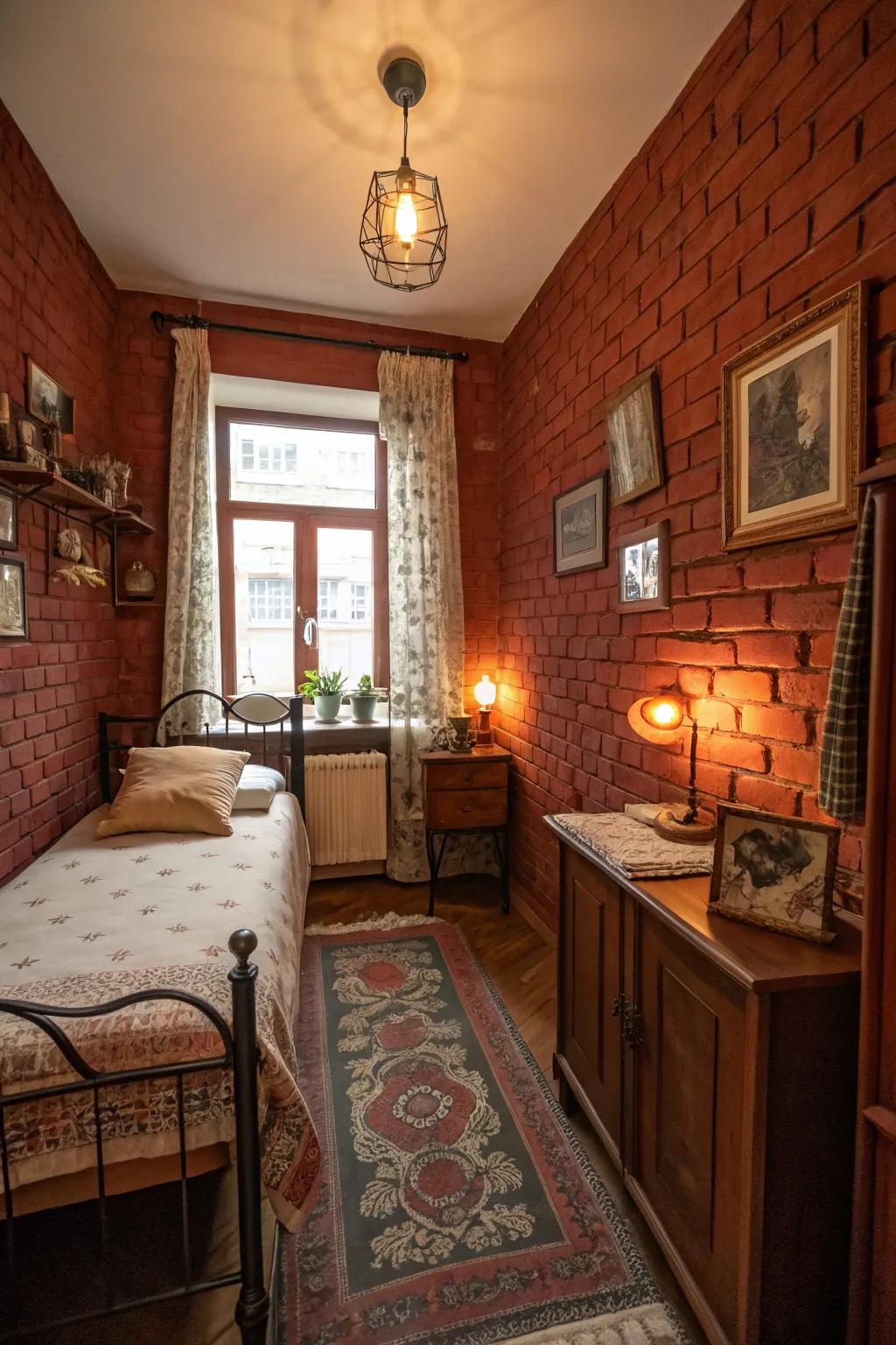 Brick red can introduce warmth and character to your small space.