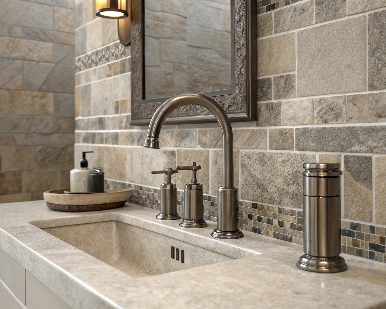 A kitchen space where different materials harmonize for a modern, stylish look.