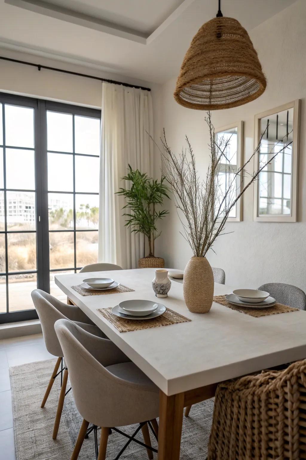 A minimalist table lets the room's design stand out with a minimalist impact.