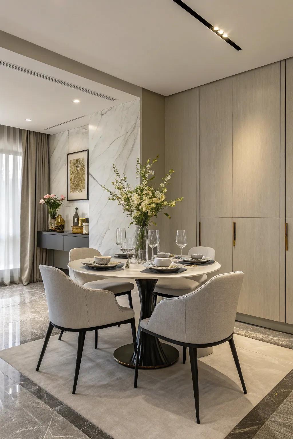 The essence of modern simplicity lies in crisp lines and a peaceful atmosphere.