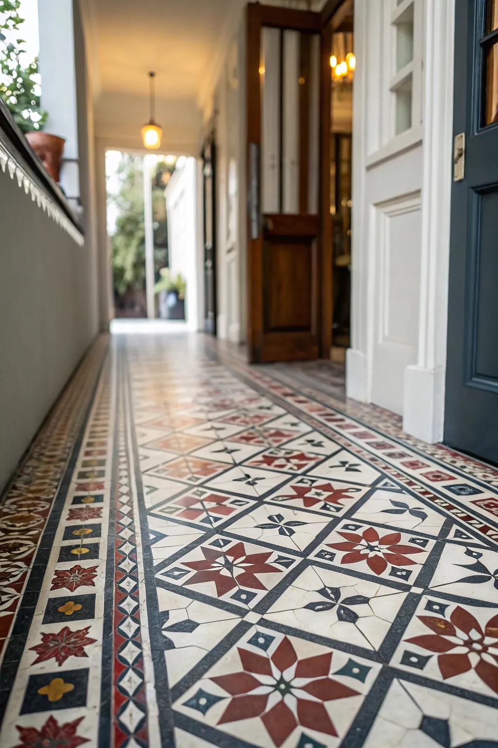 Stunning ground tiles make a remarkable opening impact.
