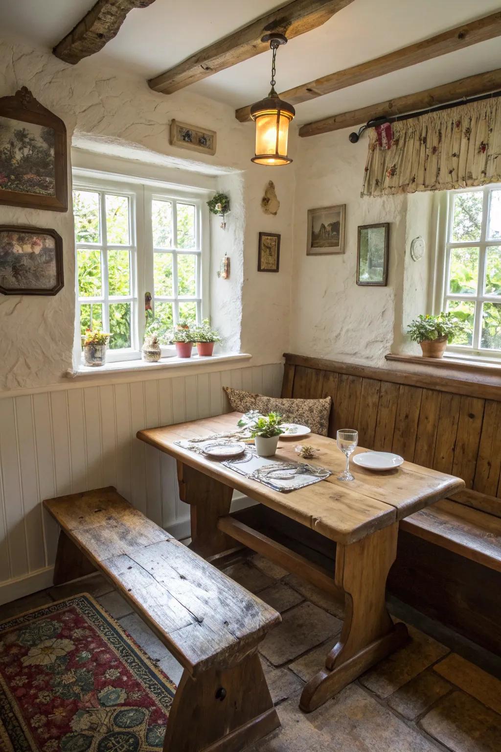 A bench seat is both space-saving and stylish.