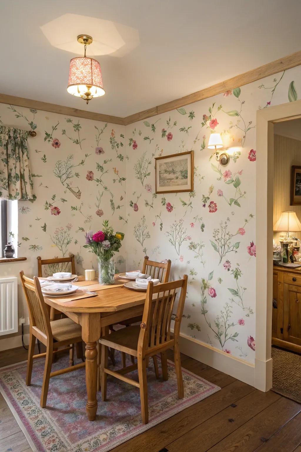 A mural or wallpaper adds visual interest.