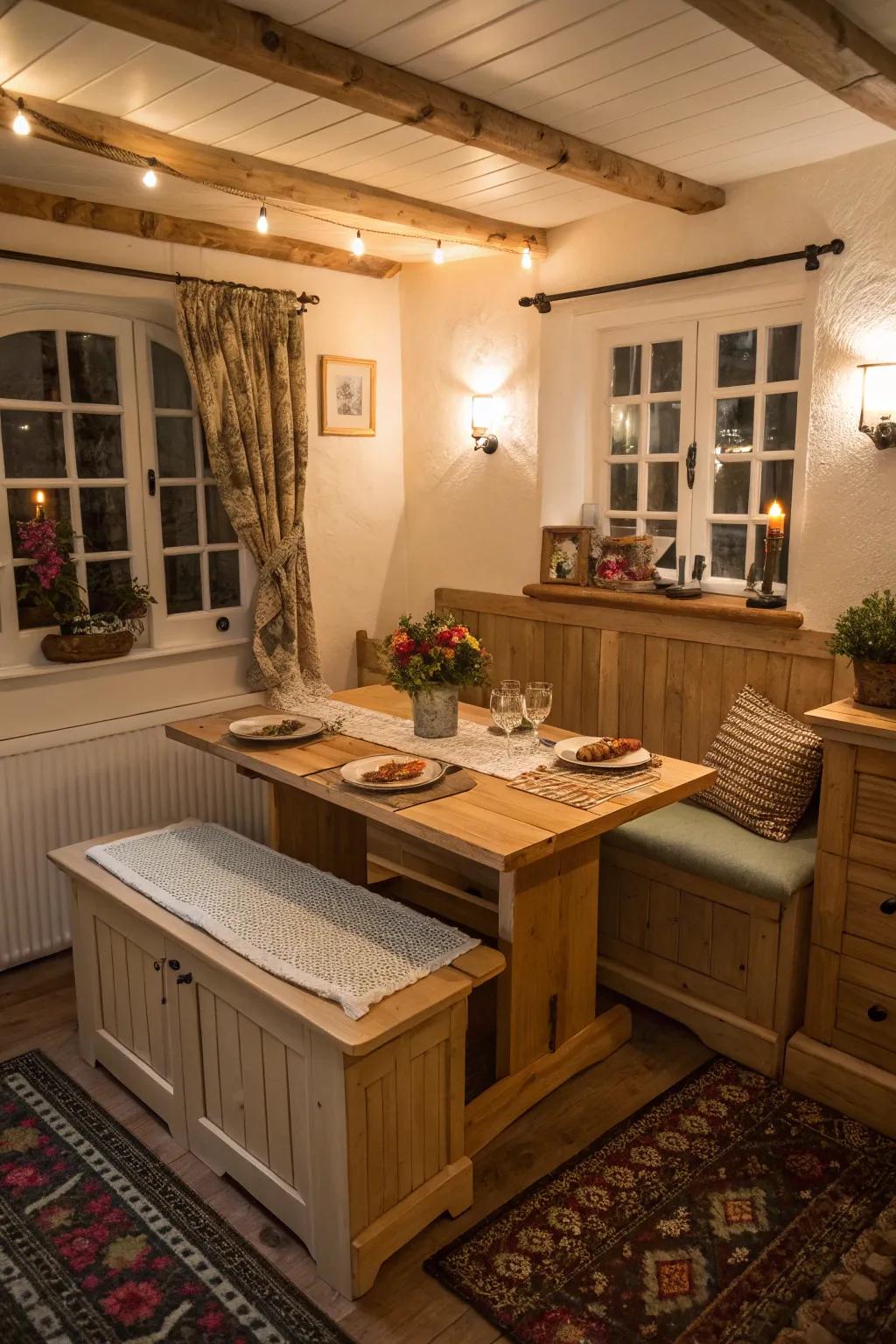 Multi-functional furniture maximizes utility.