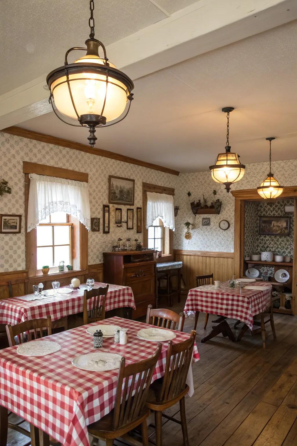 Milk glass fixtures offer timeless elegance.