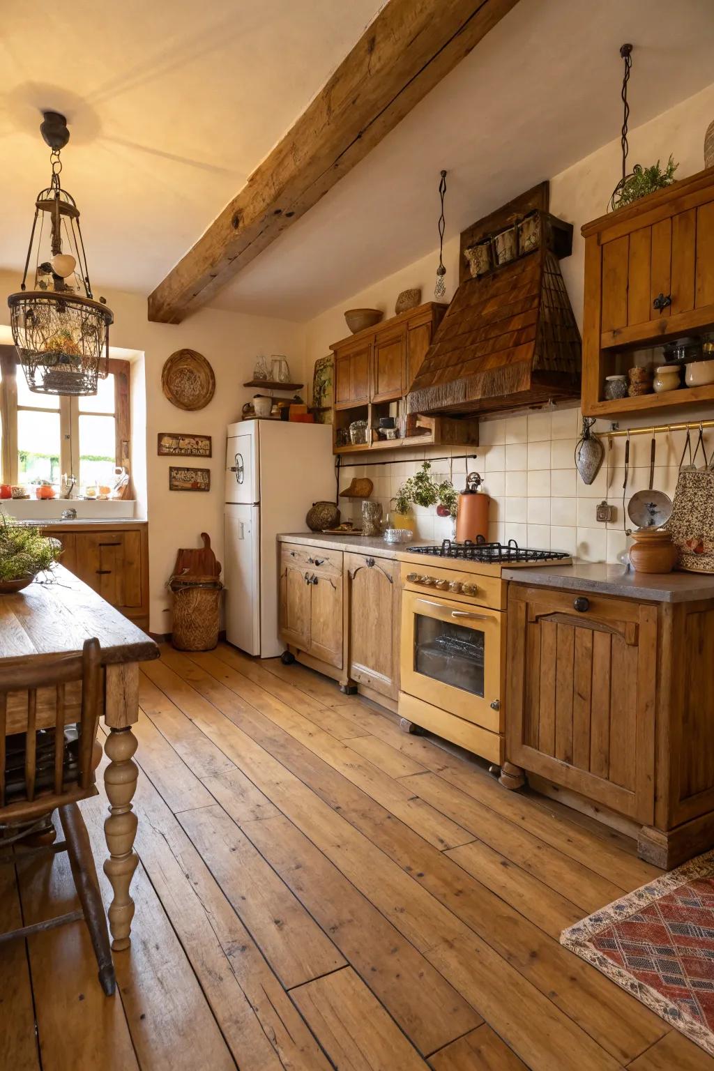 Generously sized wood planks infuse any kitchen with warmth and charm.
