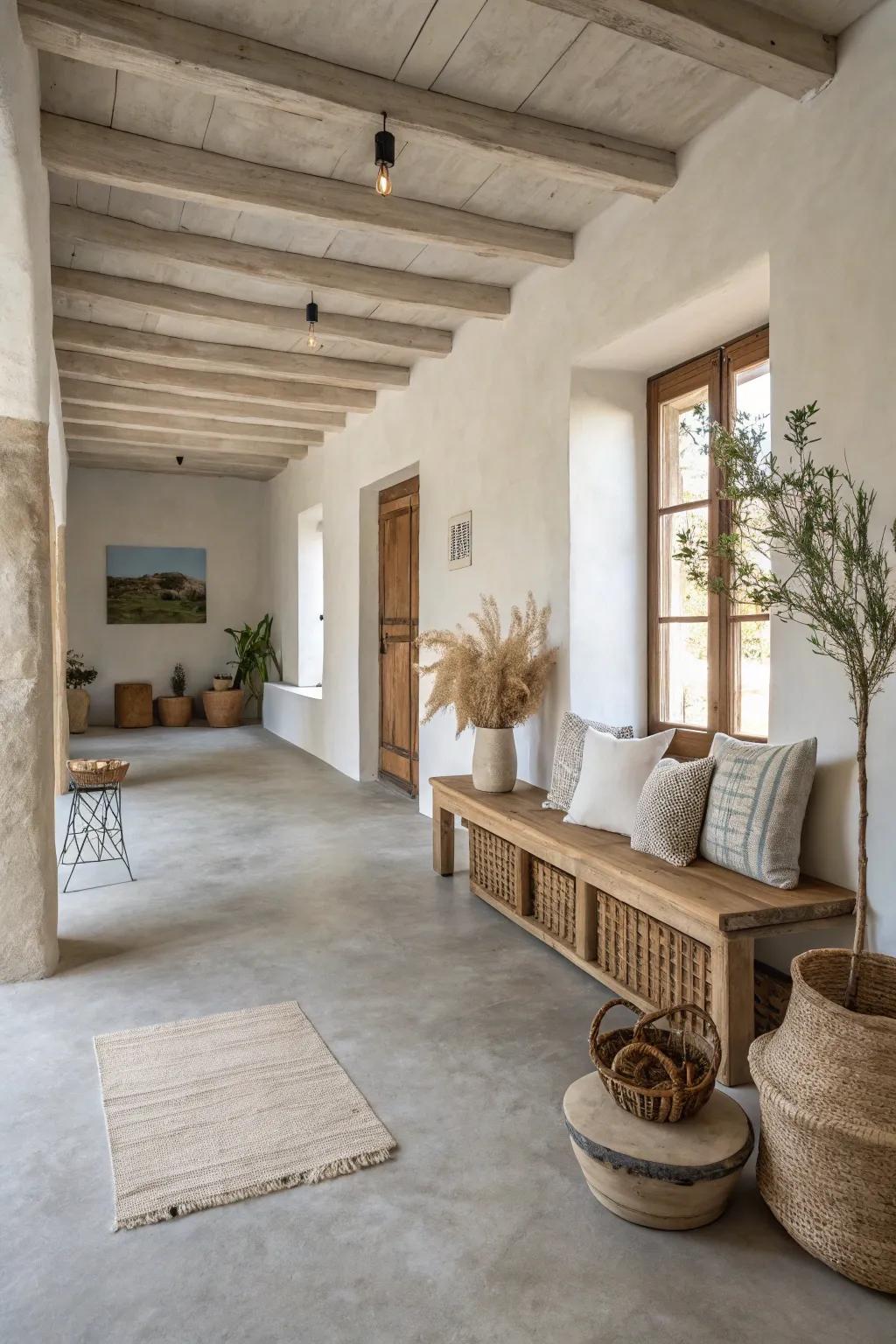 Simple finish concrete floors celebrate the material's raw elegance.