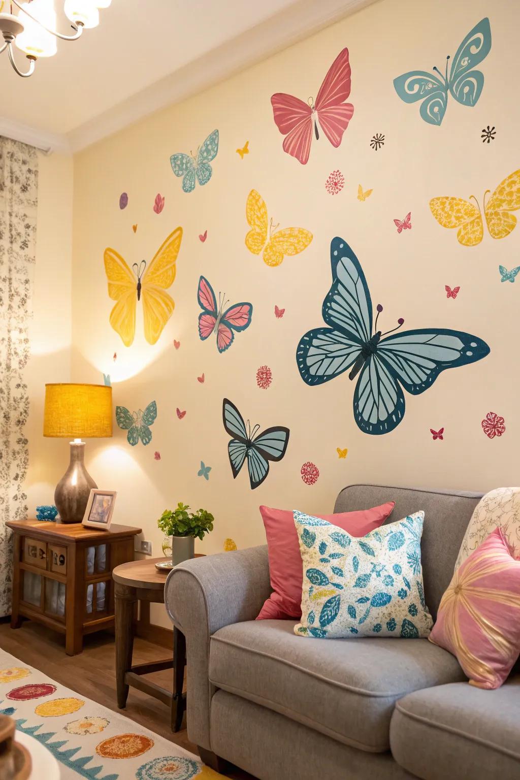 Animate your walls through the integration of radiant butterfly-inspired artwork.