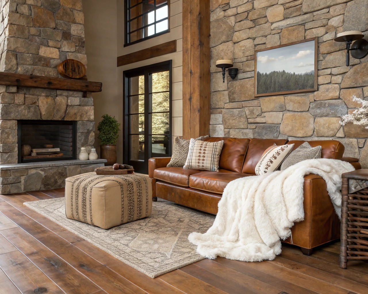 Using shared materials like wood and stone helps bridge different design styles in a harmonious home setting.