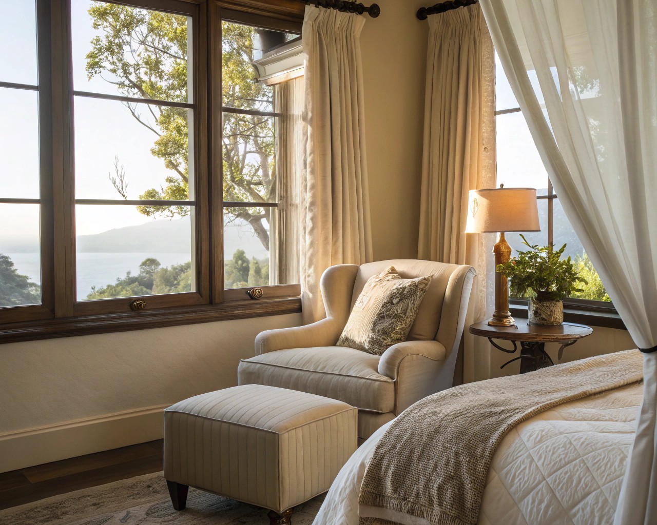 Bedroom Sanctuary: Transform a bedroom corner into a multipurpose retreat for work and relaxation.