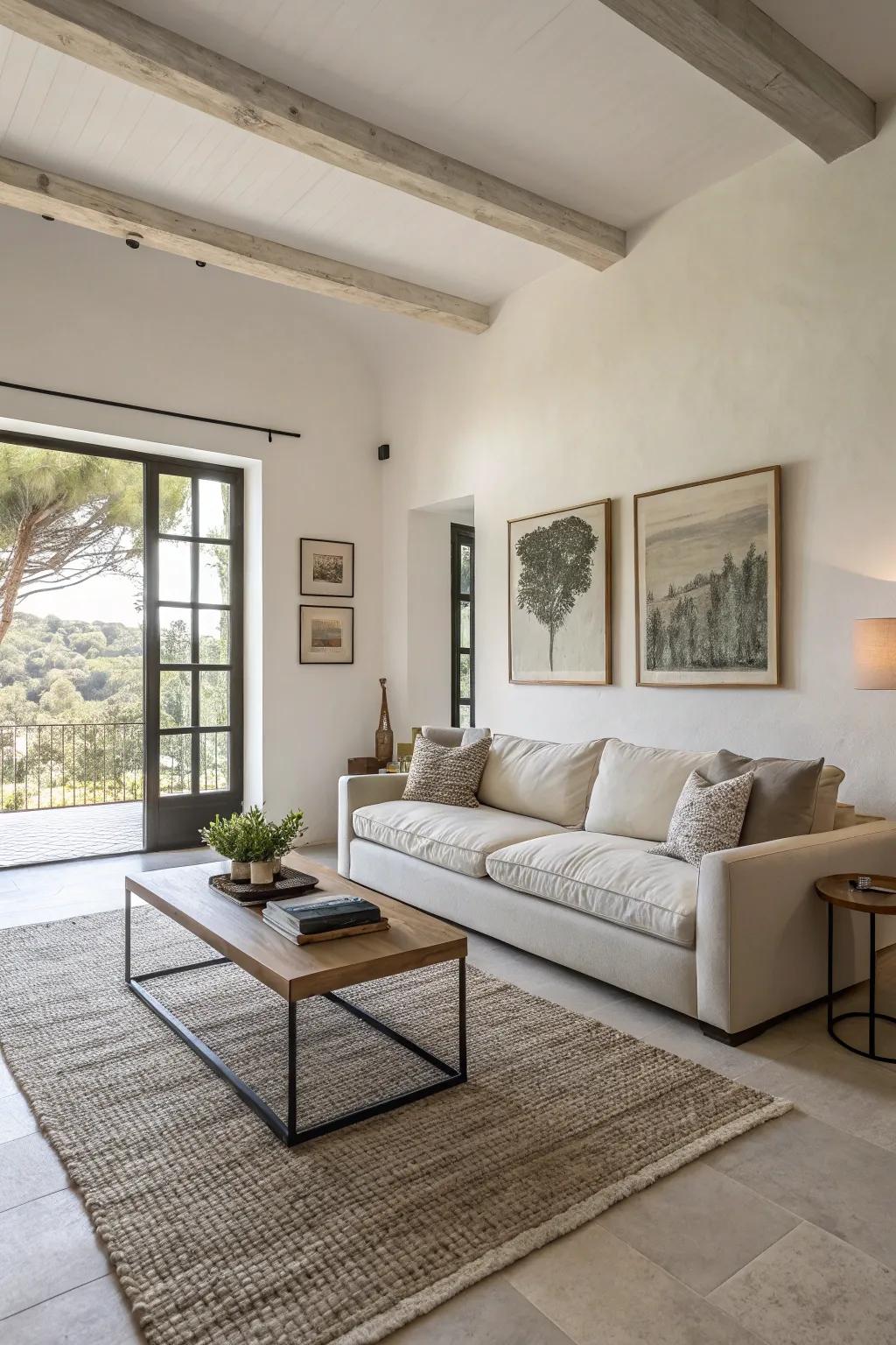 A contemporary, minimalist lounge radiating serenity.