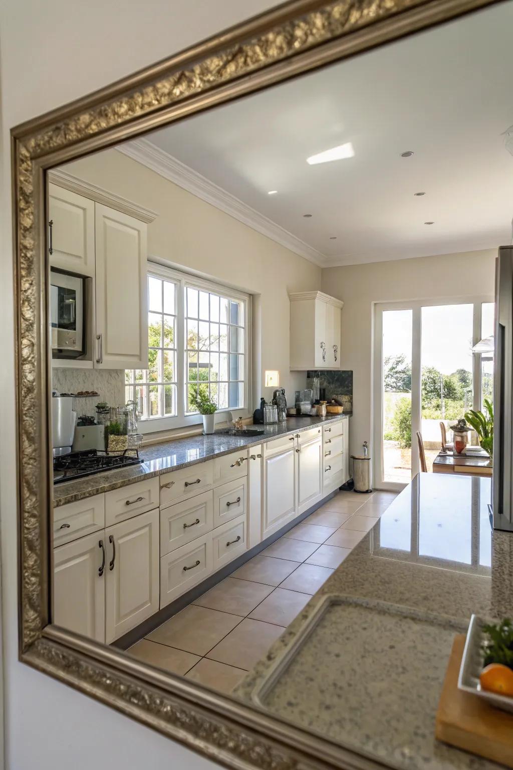 Mirrors are good for developing light that reflects the overall appearance of space throughout a particular cooking area.