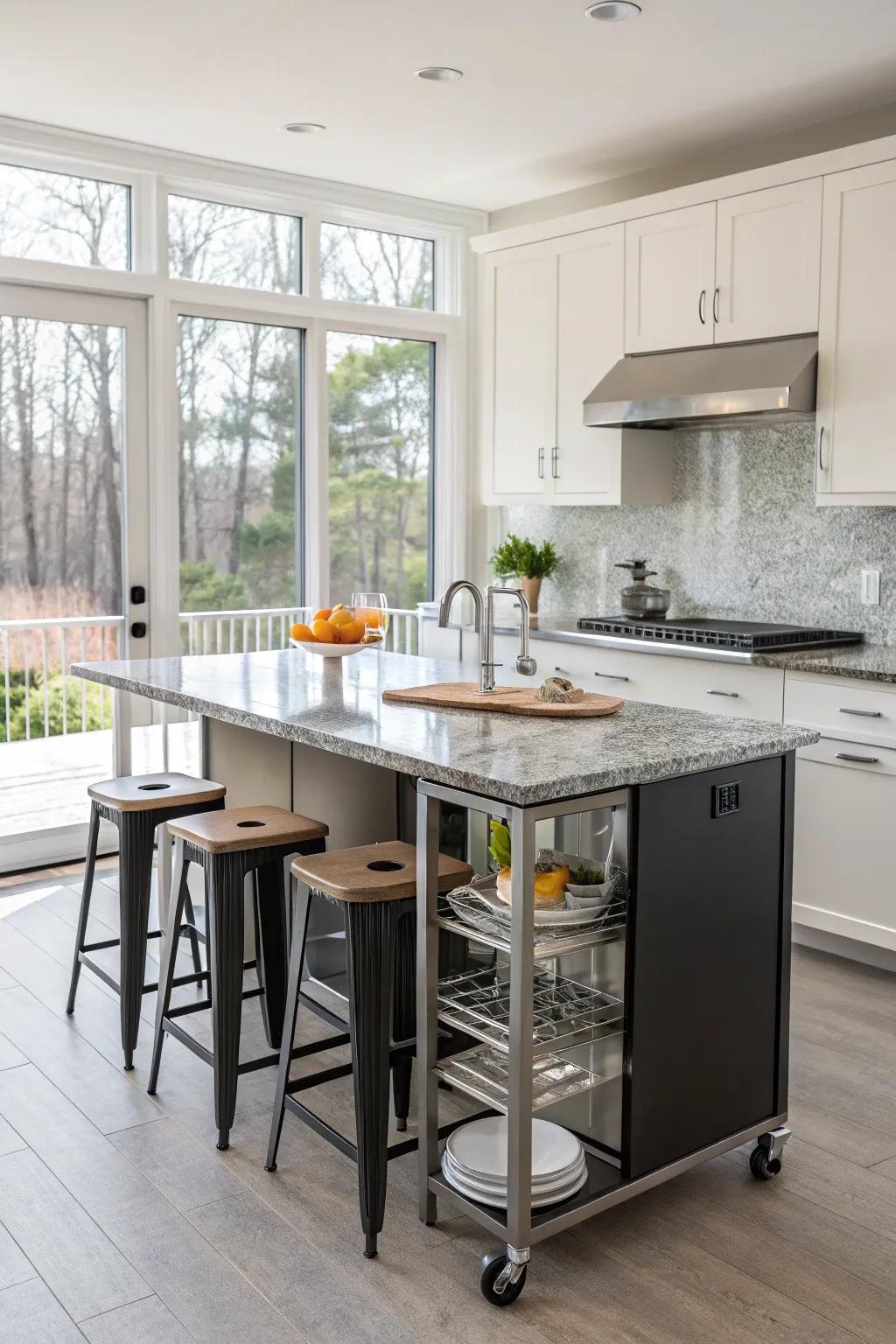 Savor casual dining with a portable breakfast counter.