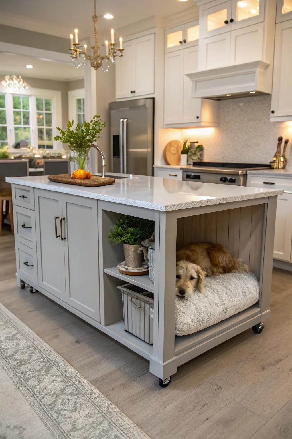 A snug area for your pet integrated into your cooking island.