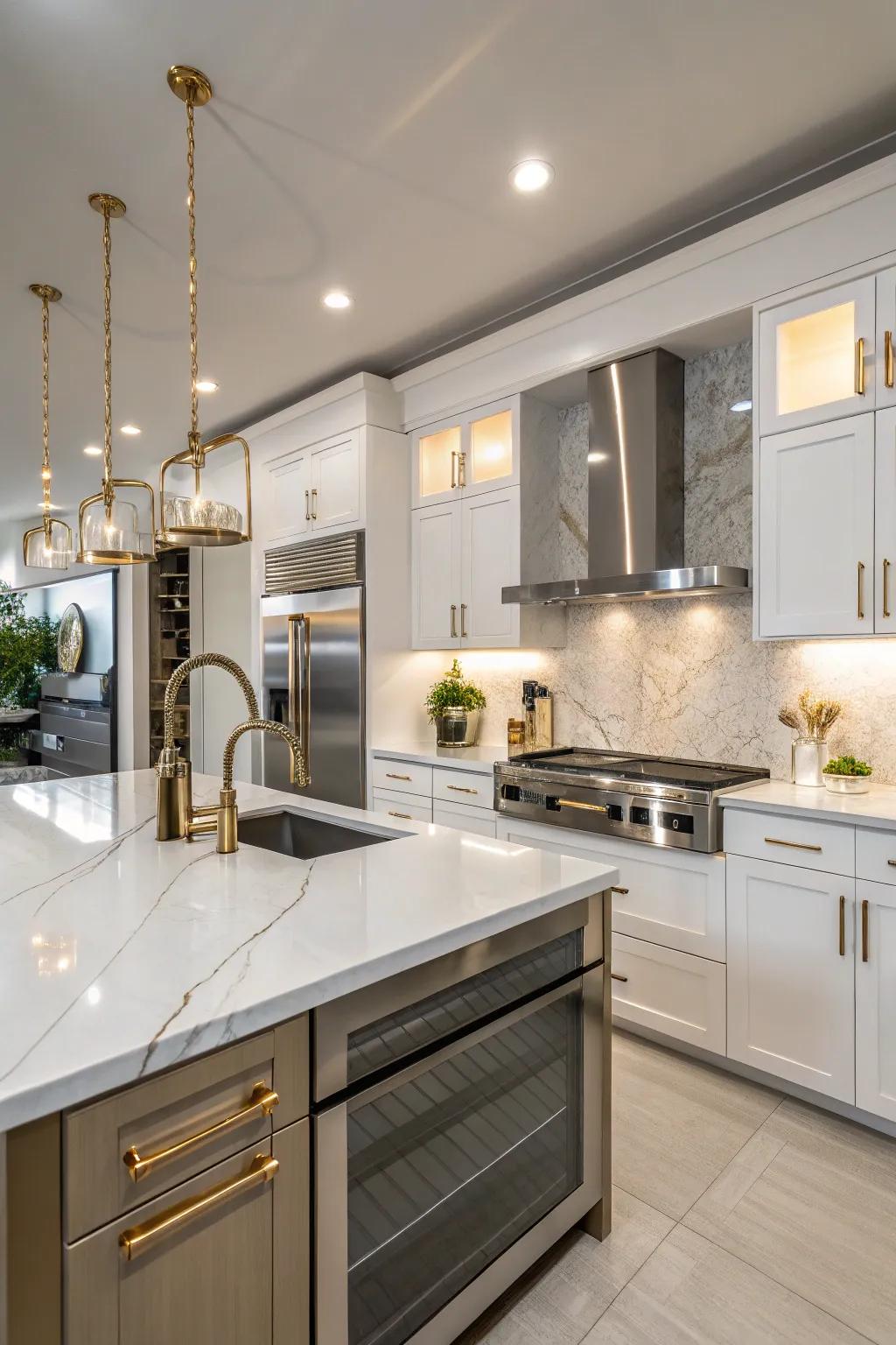 Chic blend of quartz and metallic highlights.