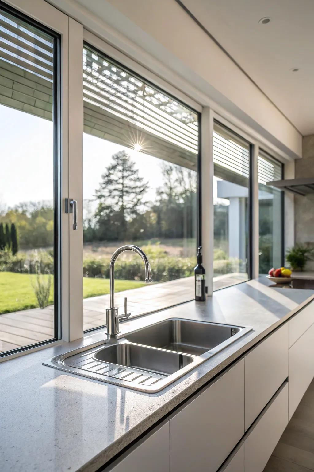 Glass that slides open to welcome the outdoors.