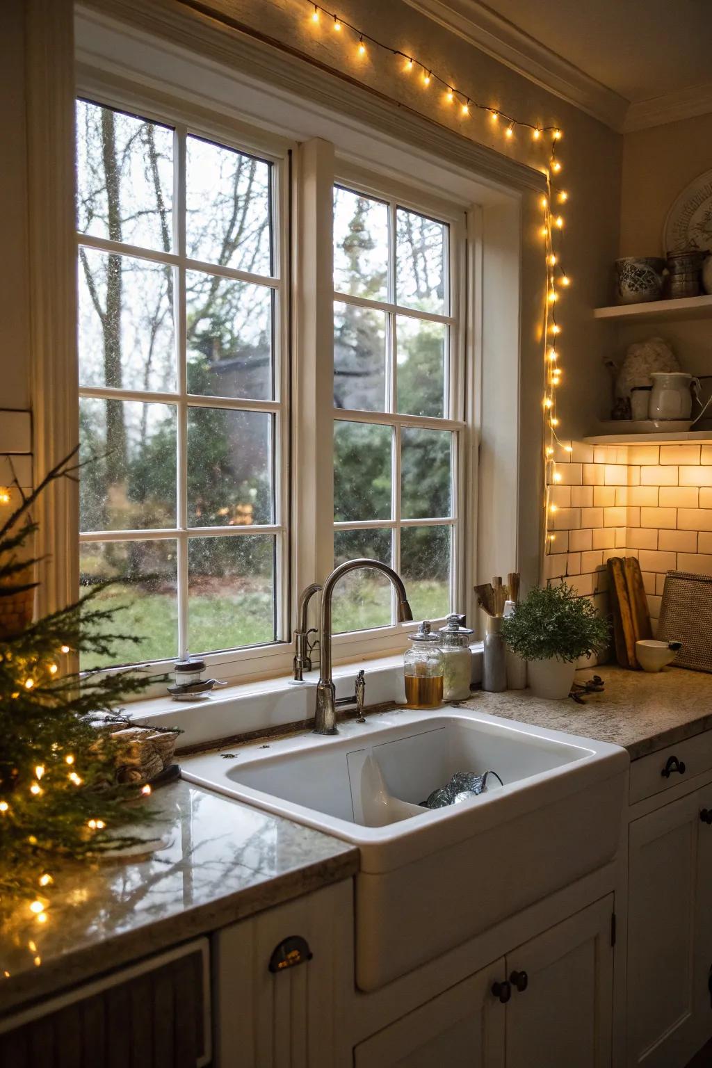 Lights that highlight the window's allure.