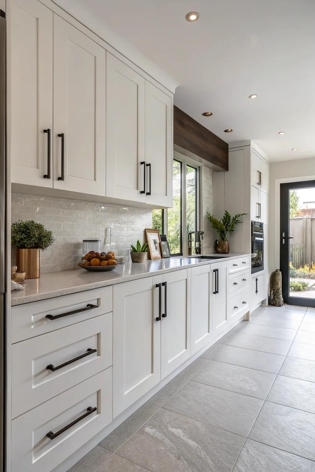 Large grips fashion a striking and artistic declaration within the kitchen.