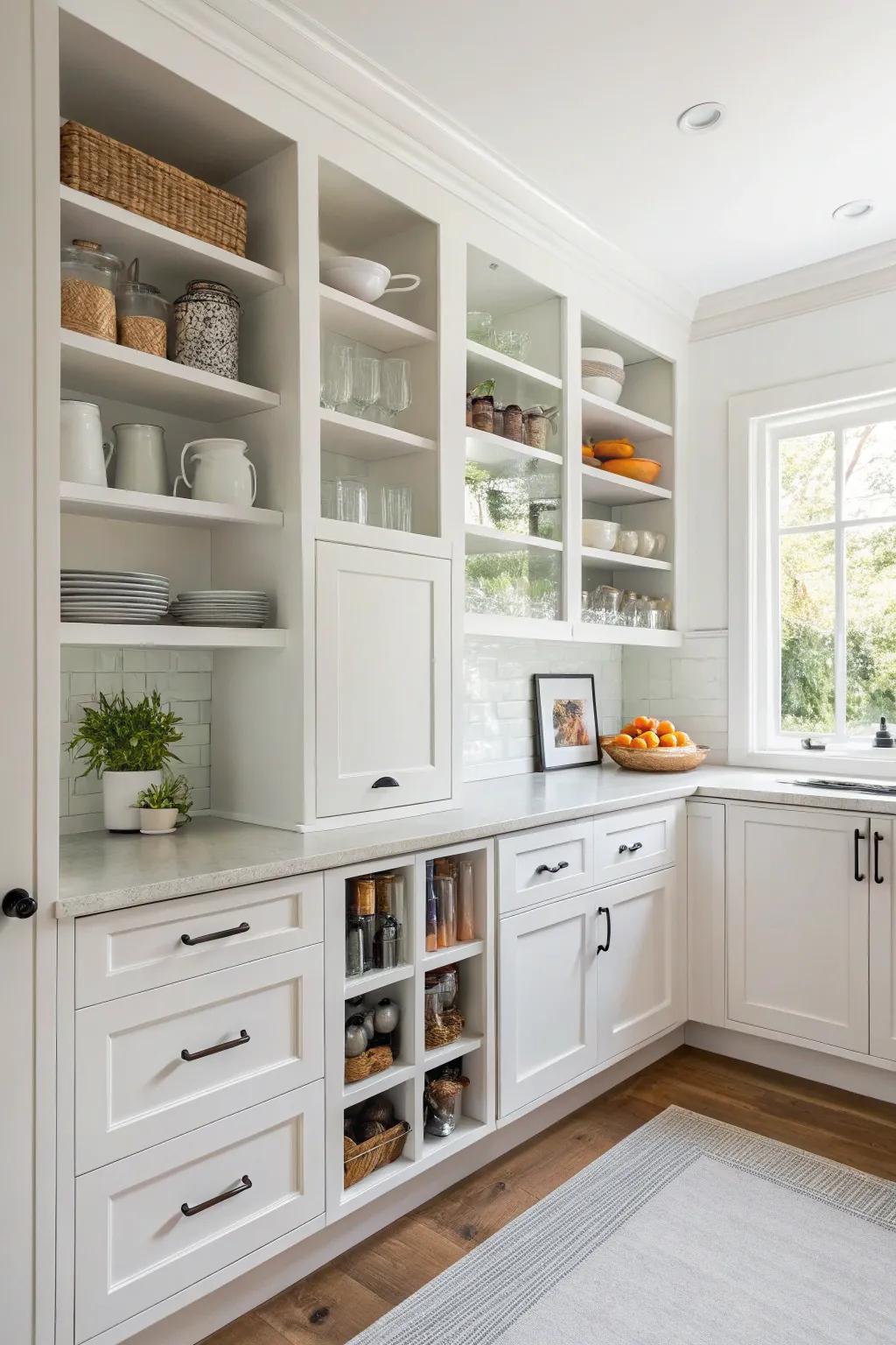 Intelligent storage methods optimize area efficiency in a small kitchen.