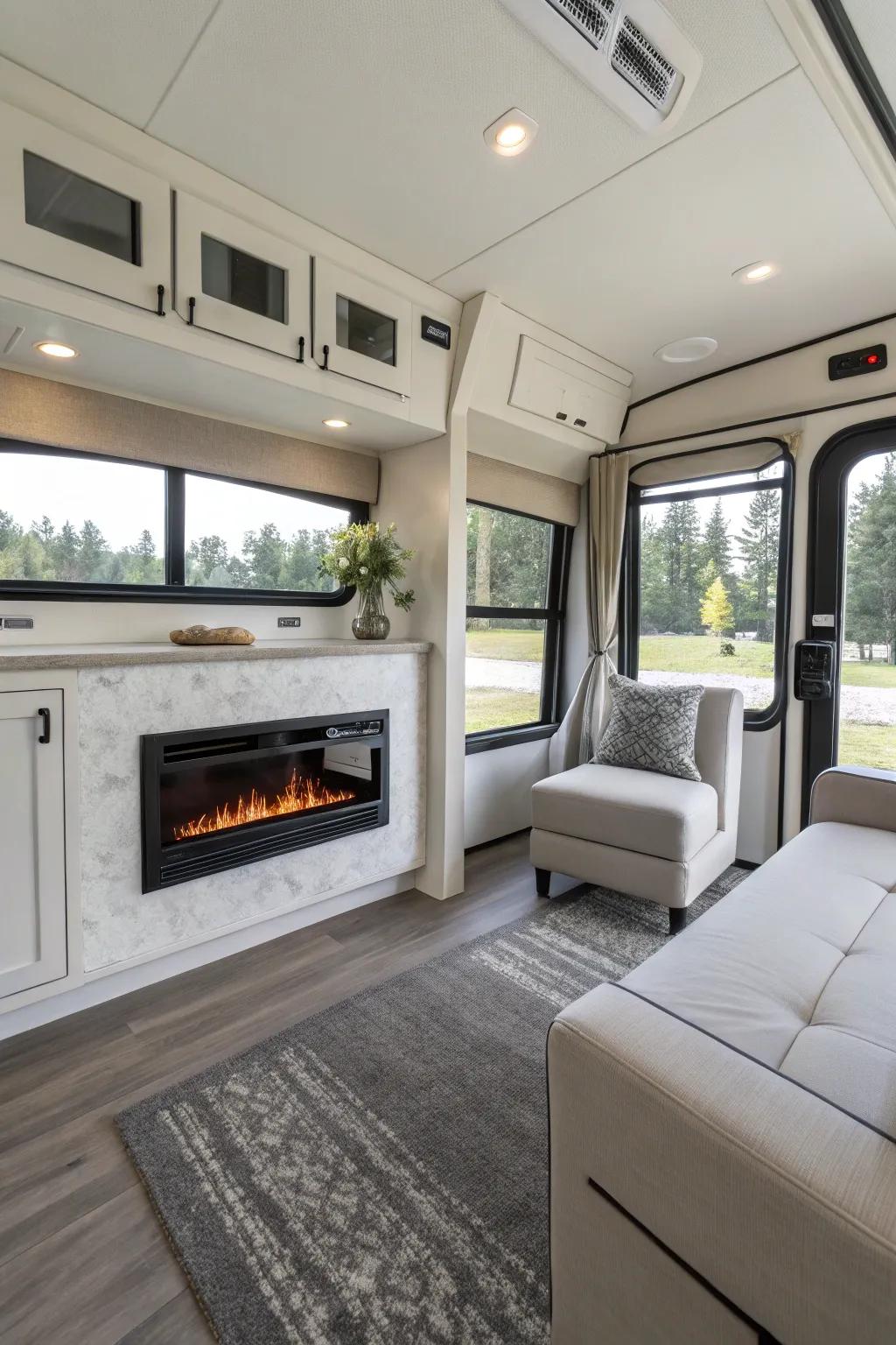 Embrace simplicity with a modern minimalist fireplace.