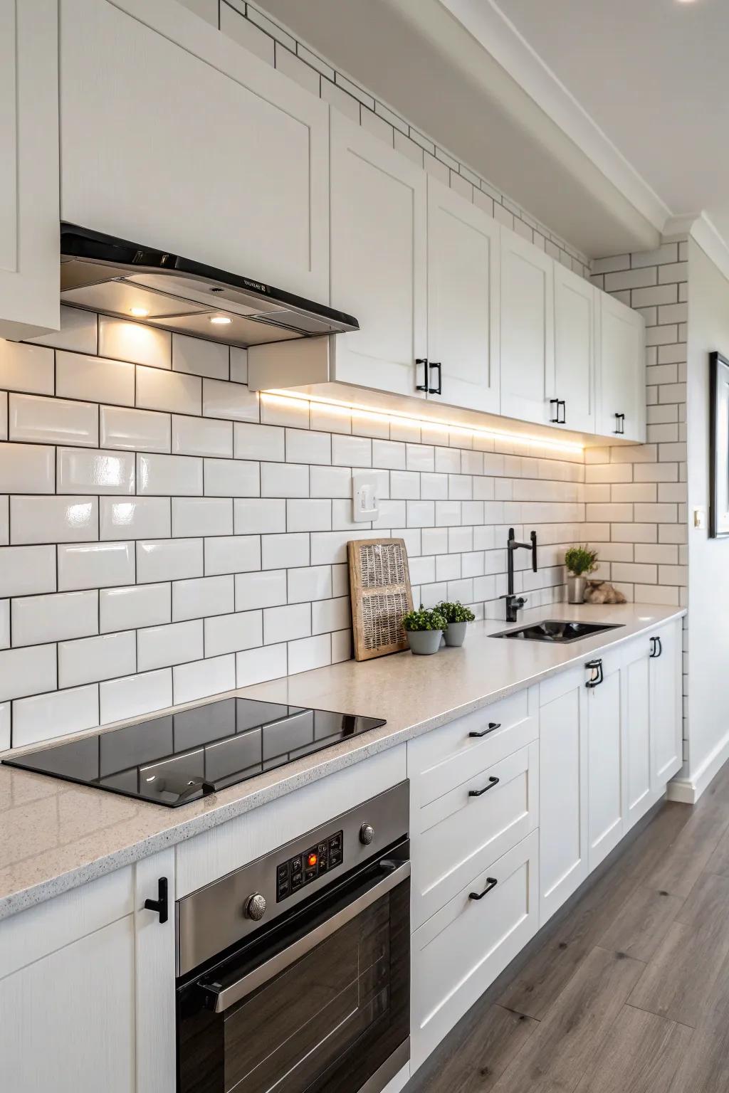 Understated sophistication via flat liner edge borders.