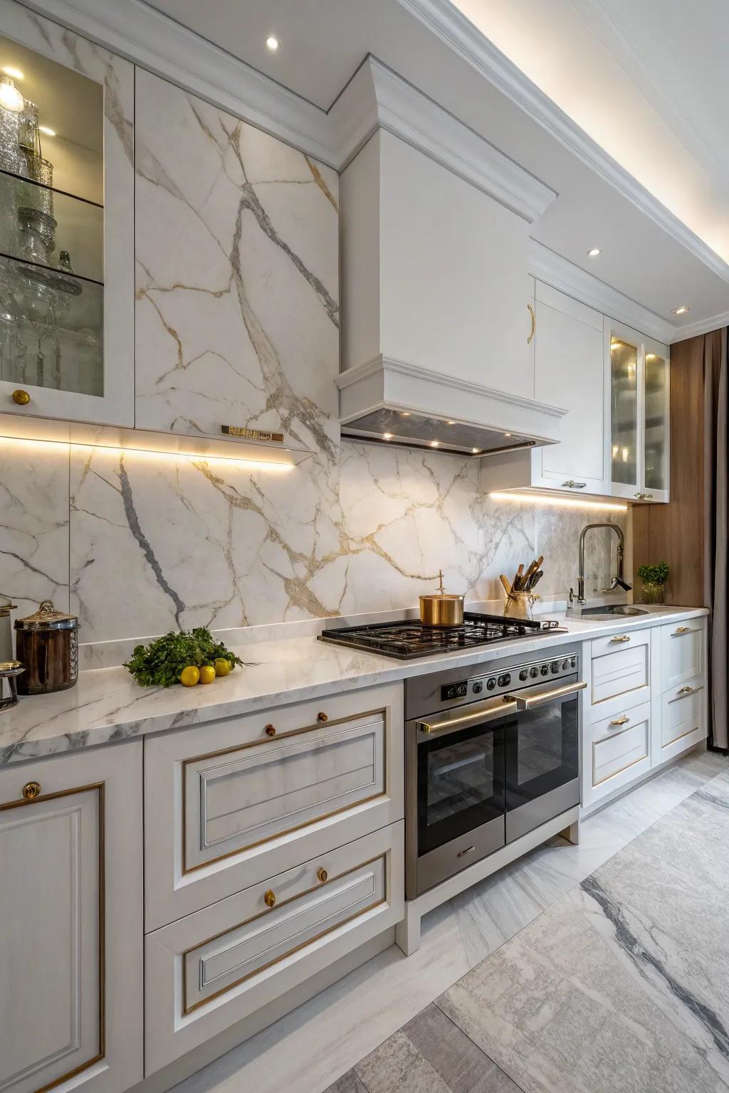 Add luxury and sophistication using marble details.