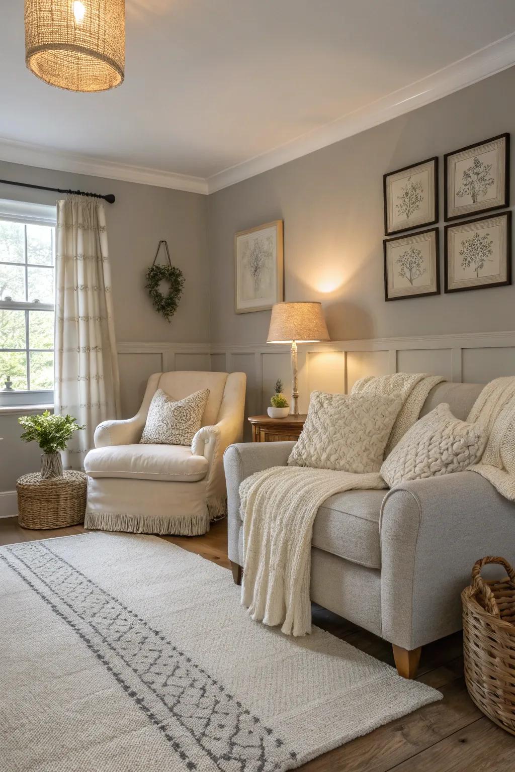Neutral hues create an elegant and serene atmosphere.