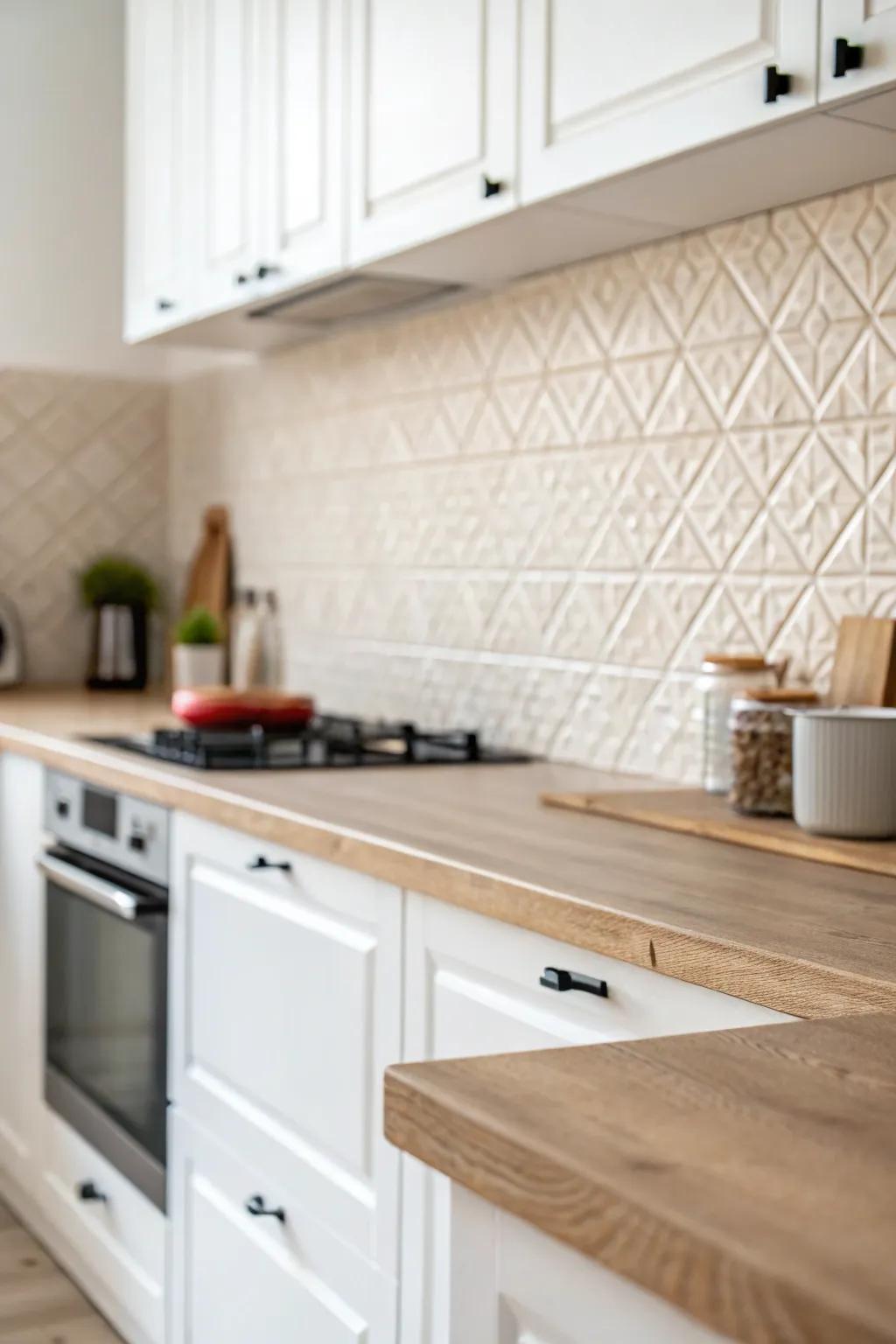 Discover quiet elegance using subtle neutral tiles.