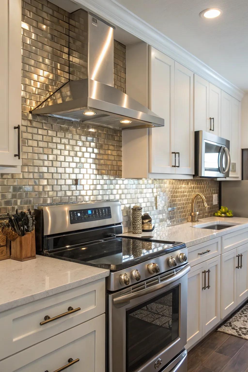 Glam up your kitchen using metal accents.