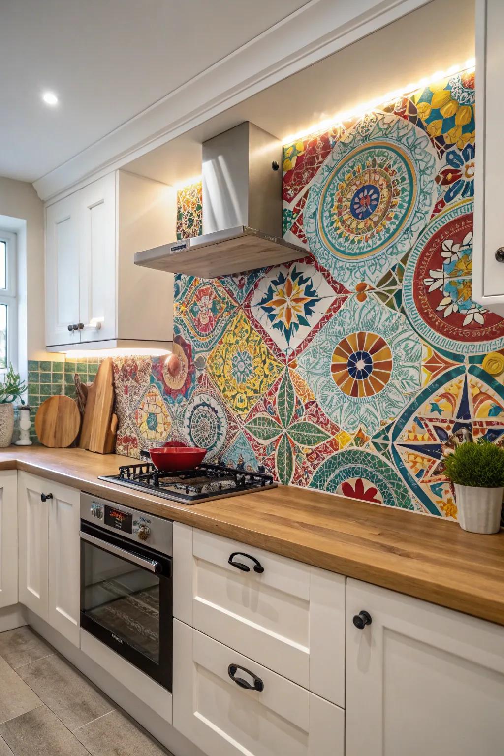 Permit dynamic art patterns to highlight your kitchen.