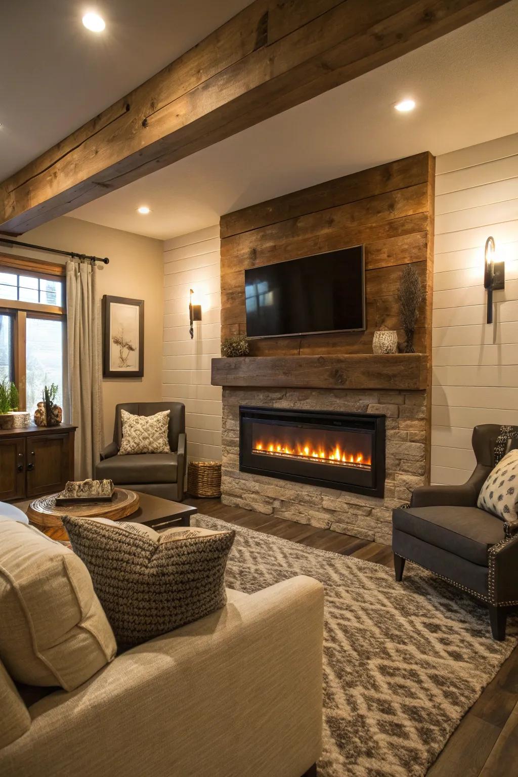 Maximize your space with a wall-mounted linear fireplace.