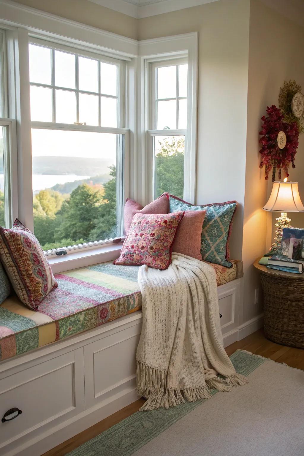 Redesign a corner with a cozy window alcove.