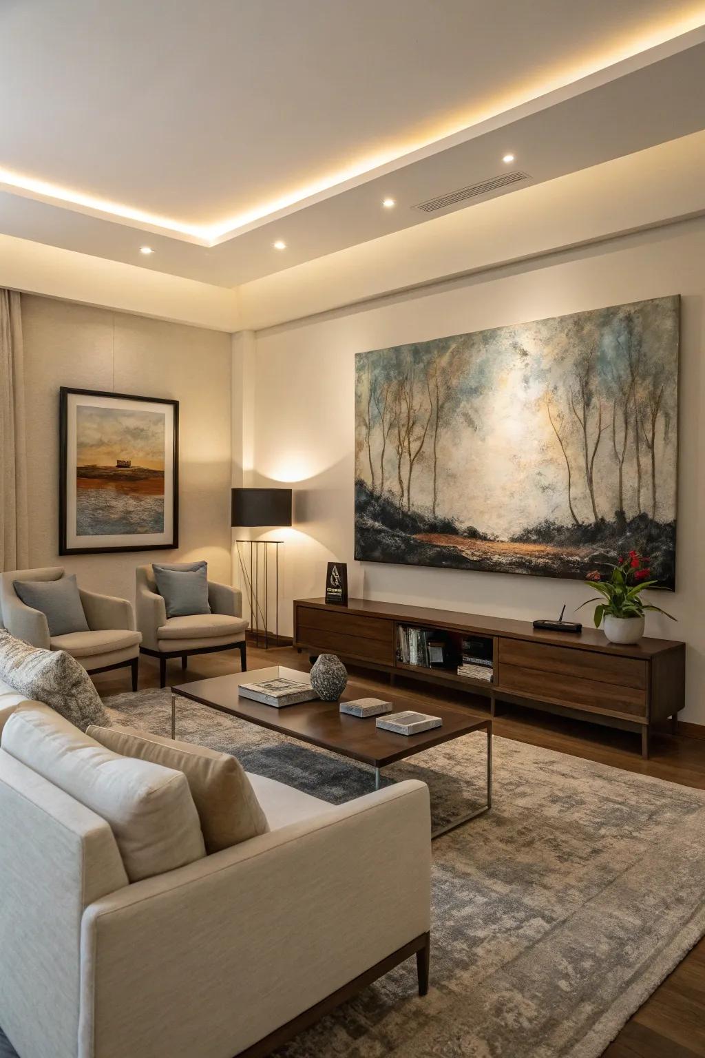 Transform empty walls into a focal point using large-scale art.