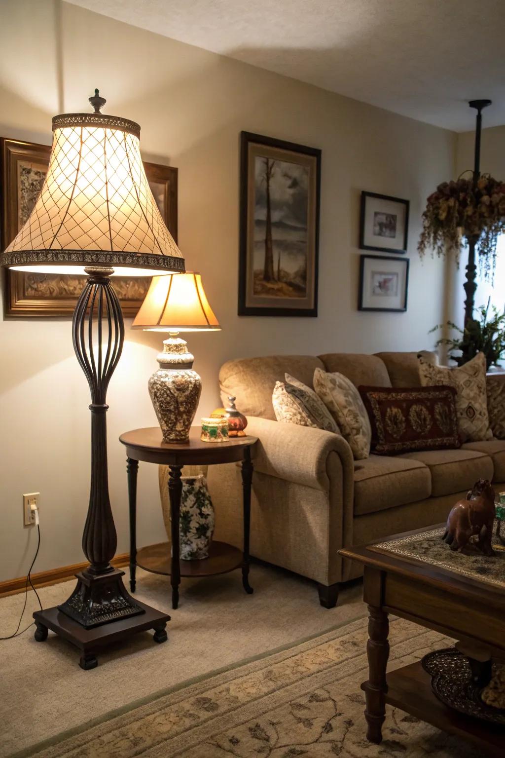 Layer your lighting options for a cozy and inviting ambiance.