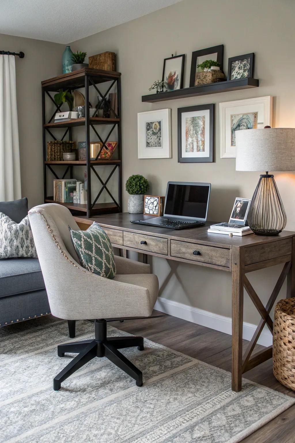 Develop a versatile workspace within your living space.