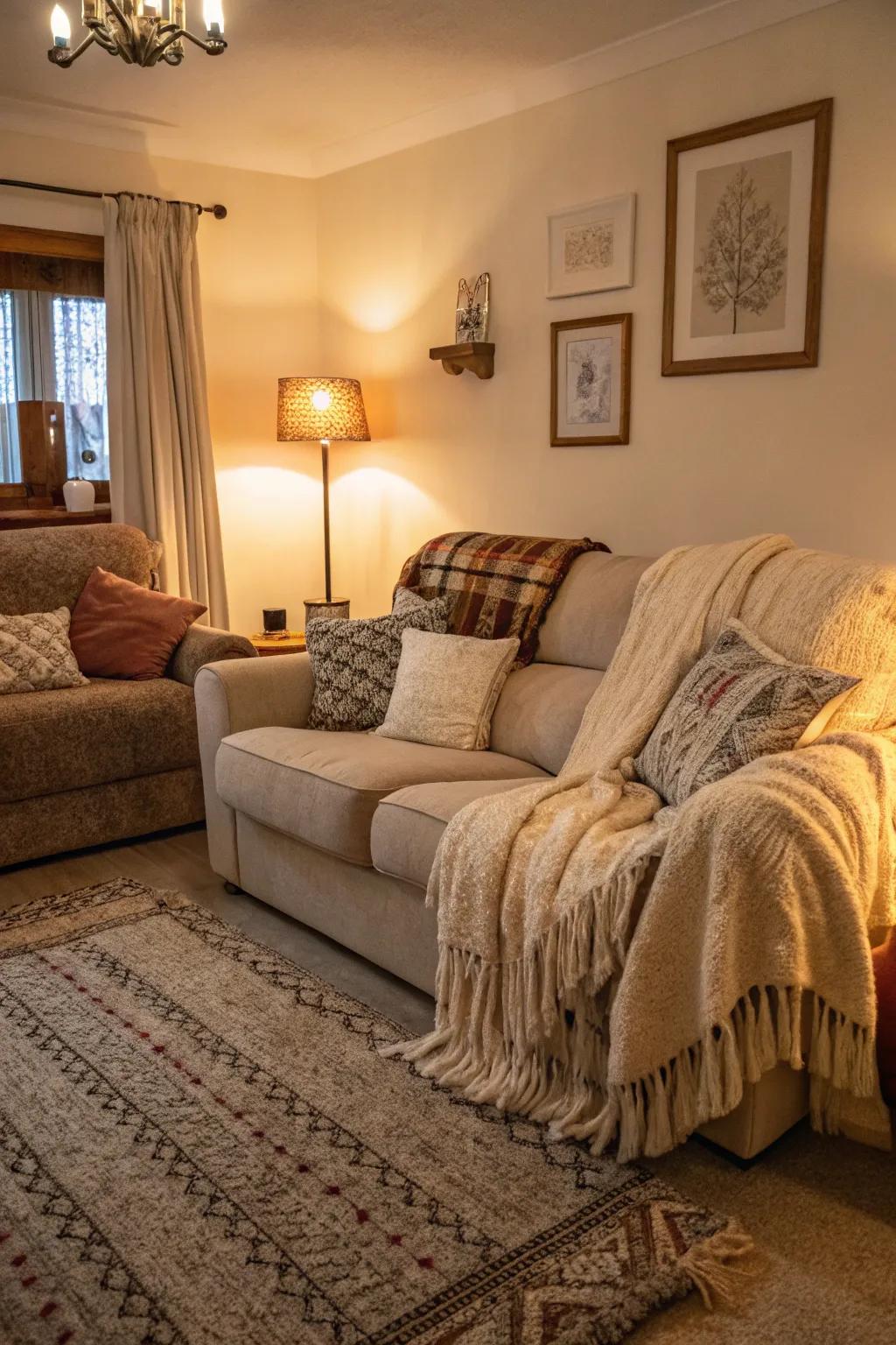 Textured coatings that invite warmth and relaxation.