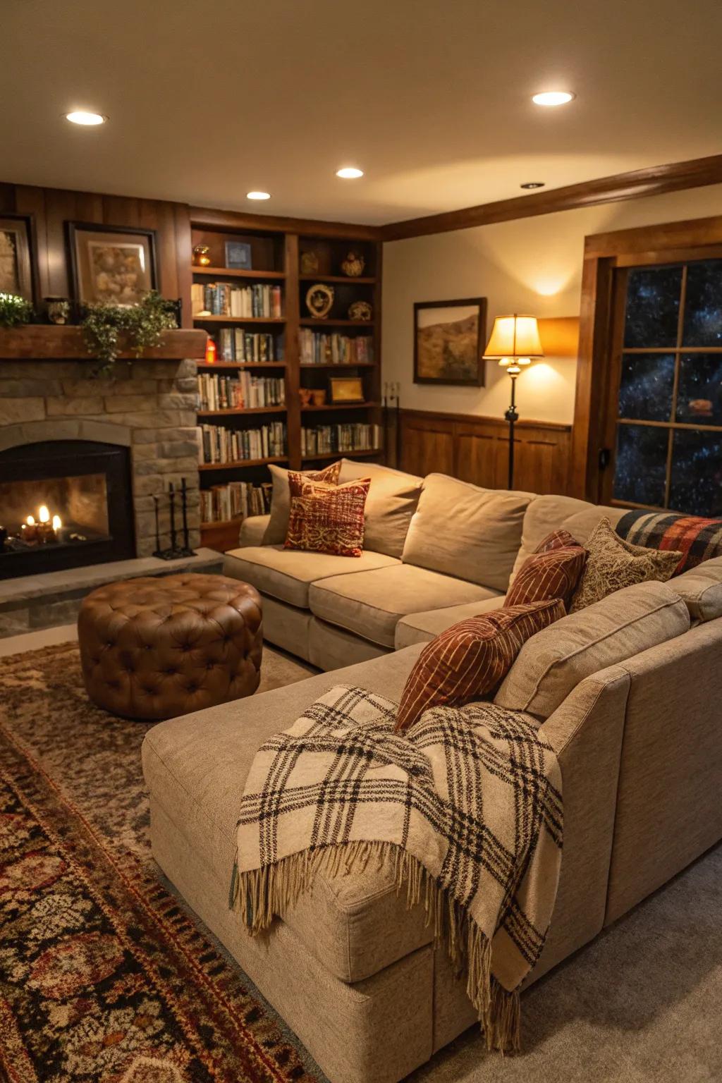 A corner layout that optimizes area and intimacy.