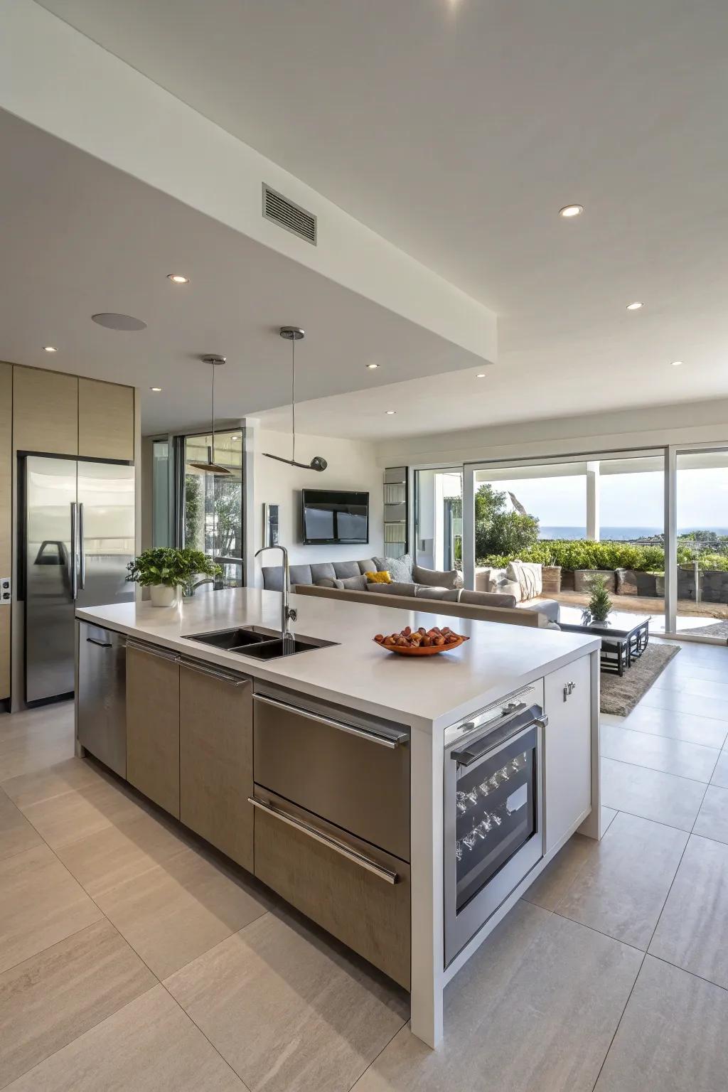 A multi-functional island serves multiple purposes.