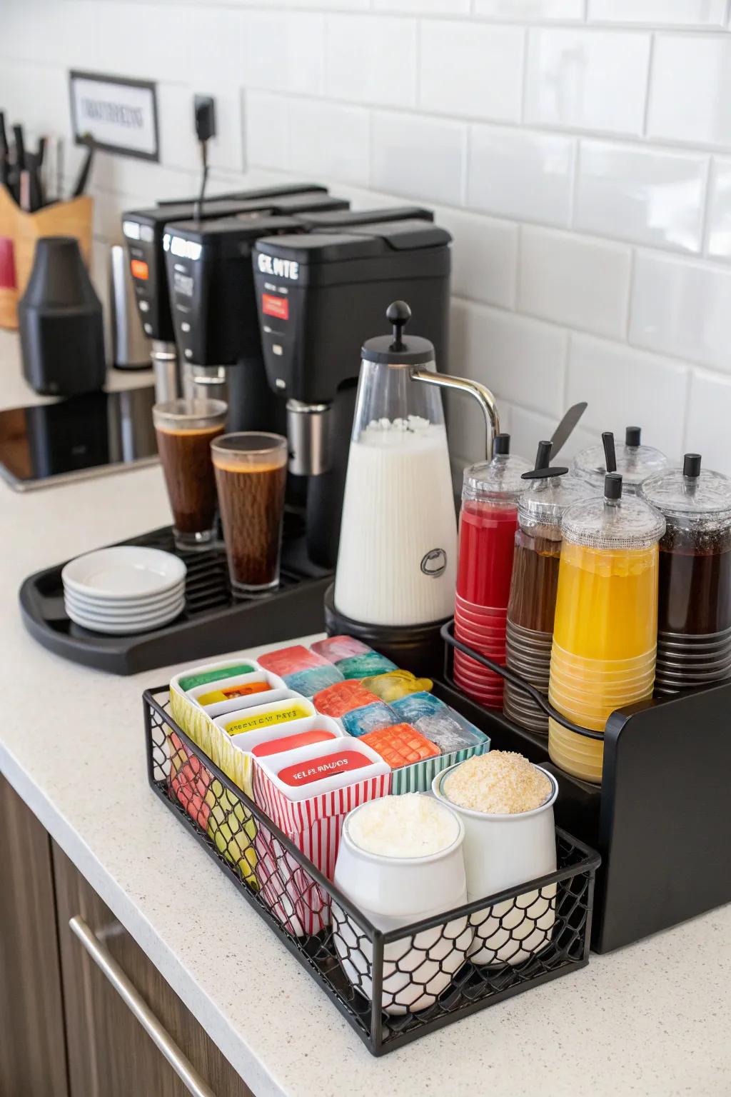 Accessories enhance both style and coffee-making experience.