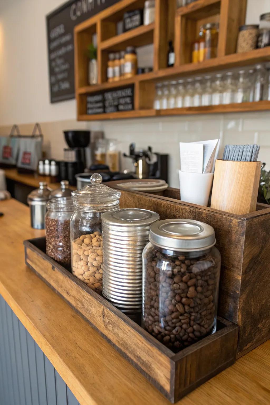 Creative storage solutions add a unique touch to your station.