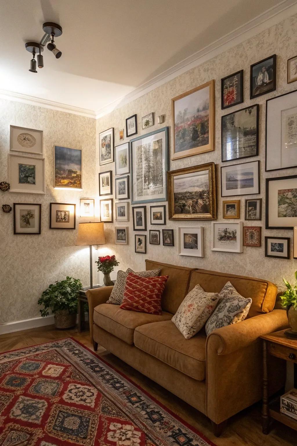 A wall gallery provides wall decor.