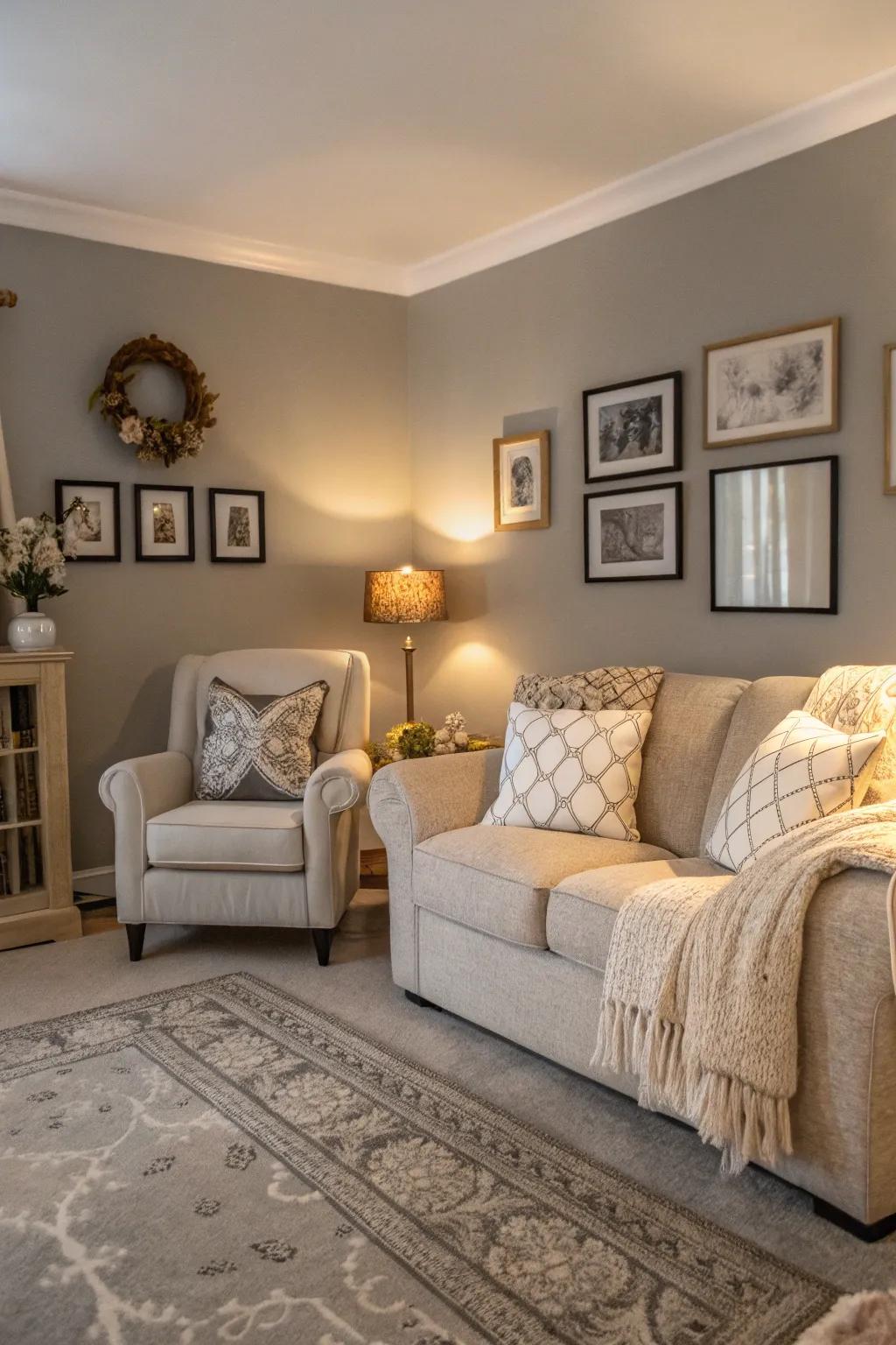 Neutral shades create a calm and versatile living space.