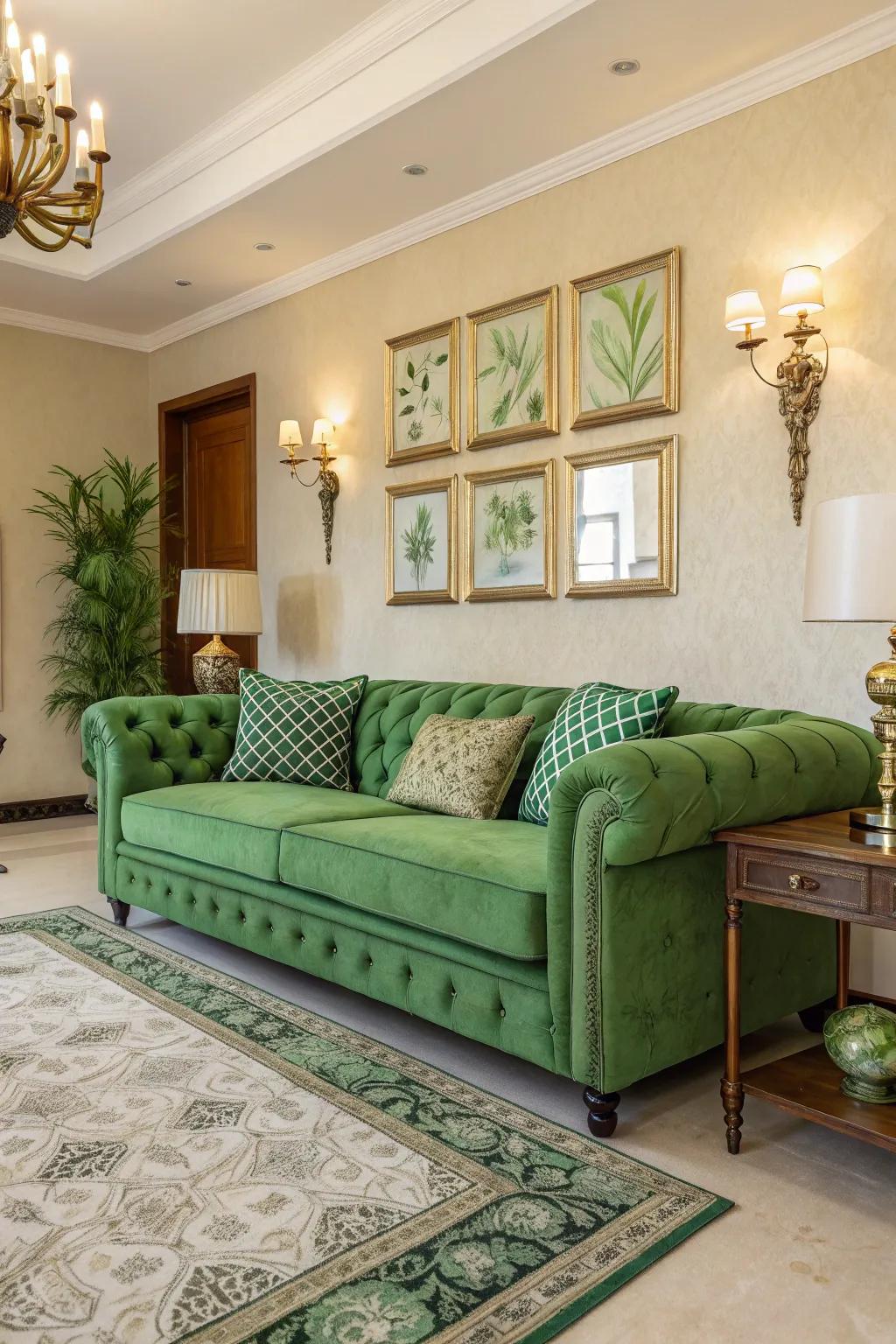 Green seating functions as a versatile centerpiece.