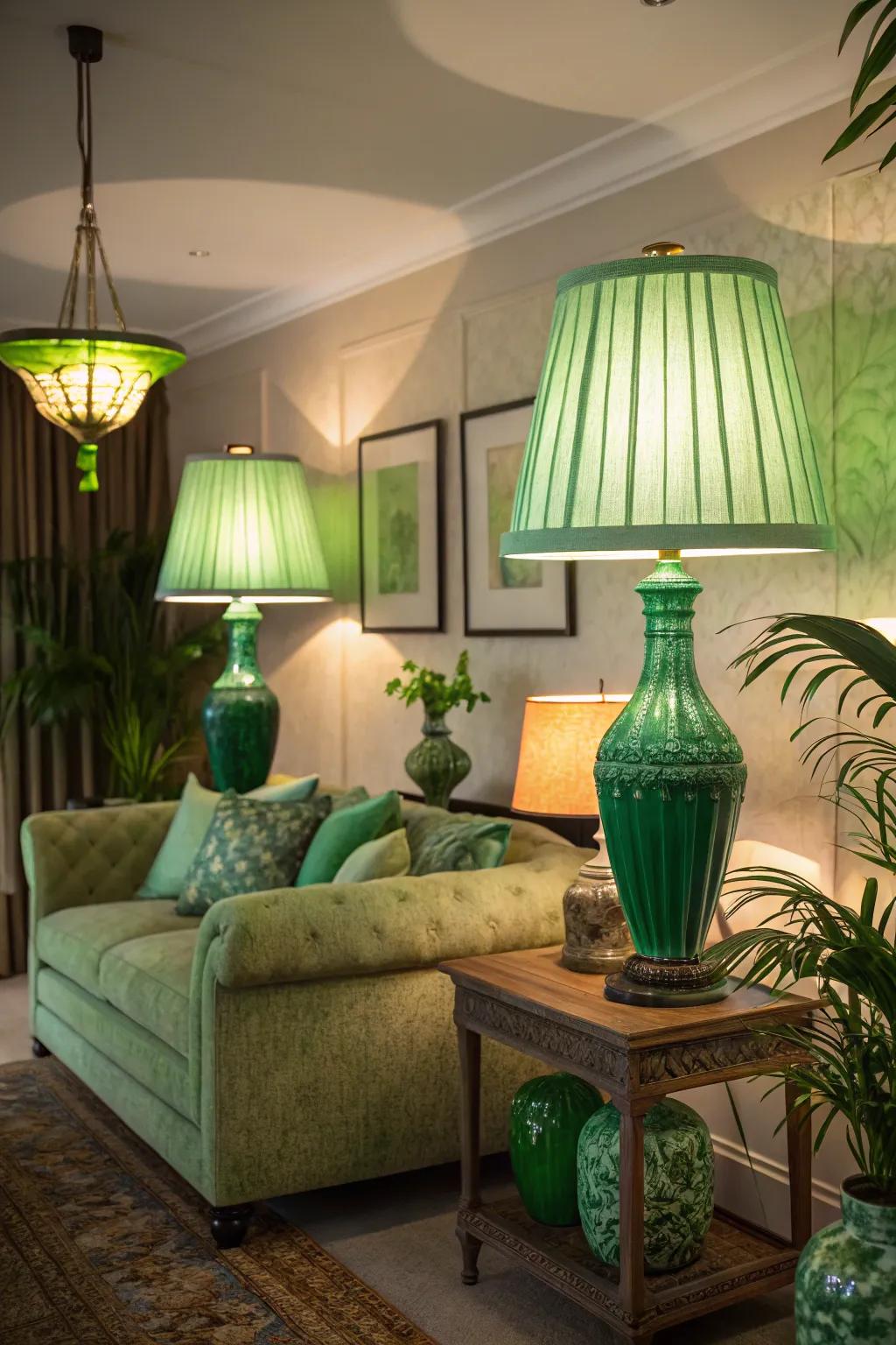 Green illumination contributes a unique glow to your living space.