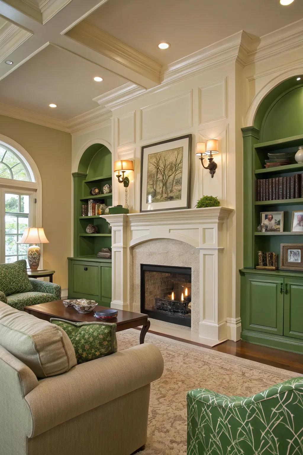 Green highlights structural allure with elegance.
