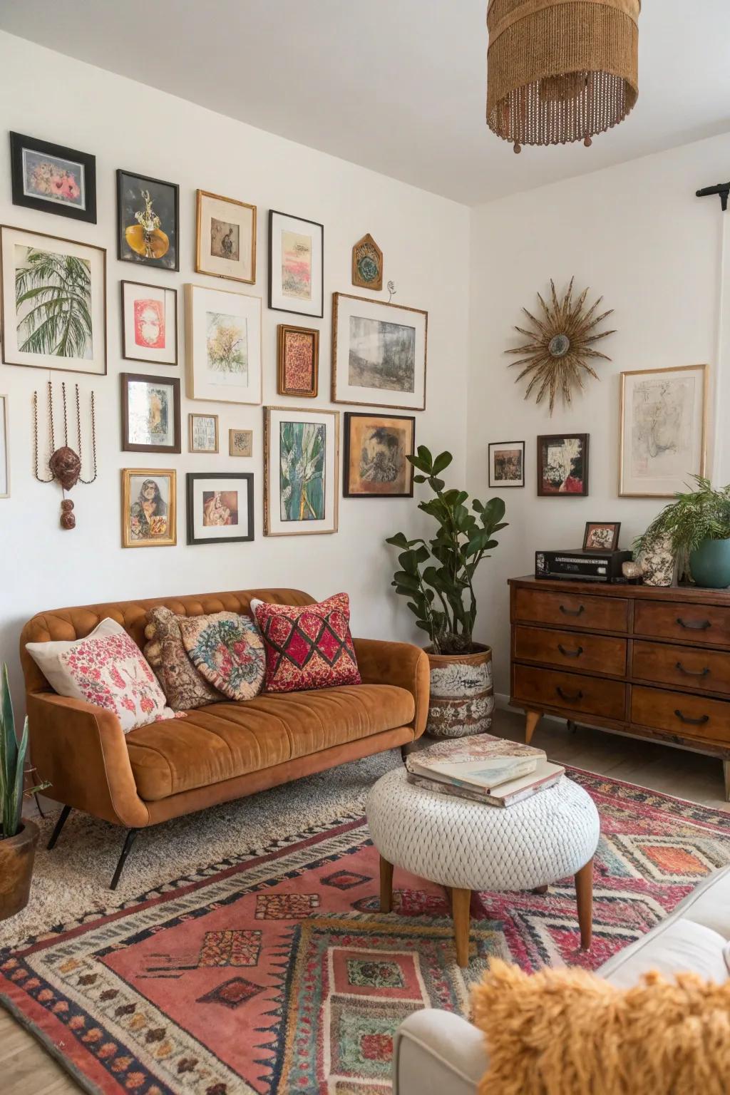 Diverse decor is essential to a bohemian living space.