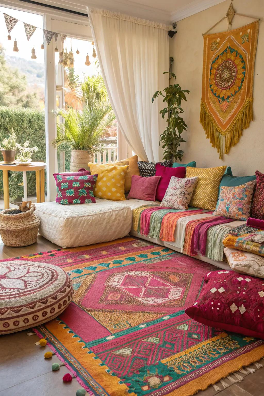 Hues and designs inject vitality into your bohemian retreat.